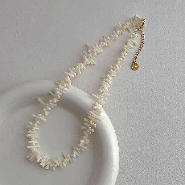 Boho Synthetic Coral Strip Beaded Necklaces