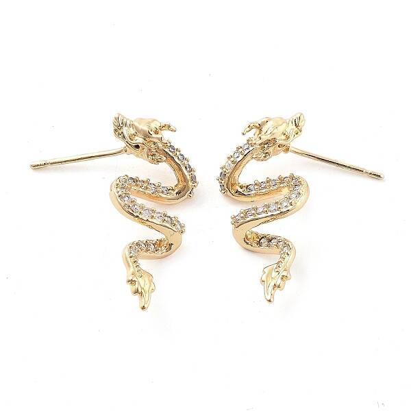 Brass Micro Pave Cubic Zirconia Stud Earrings