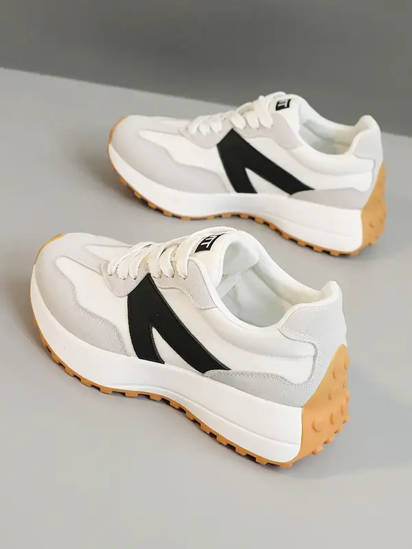 Women's Fashionable Lace Up Platform Sneakers, Casual Comfortable Breathable Sports Running Shoes, All-match Basic Shoes for ...