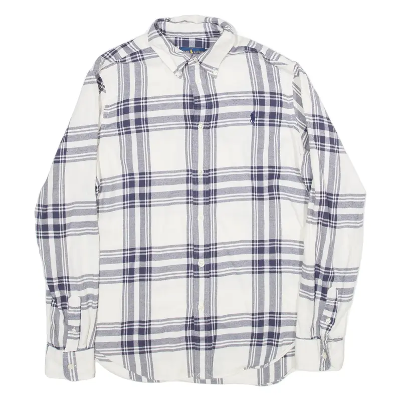 RALPH LAUREN Classic Fit Mens Shirt Blue Check Long Sleeve L