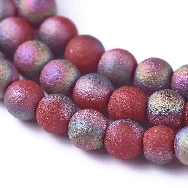 Electroplated Frosted Glass Bead Strands