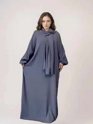 Women's Solid Color Batwing Sleeve Arabian Hooded Dress, Elegant Modest Long Sleeve Muslims Maxi Dress for Daily Wear, Ladies...