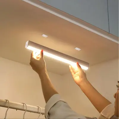 USB Rechargeable Magnetic Cabinet Light, LED Under Cabinet Light, Human Body Sensor Night Light for Closets, Wardrobe, Hallwa...