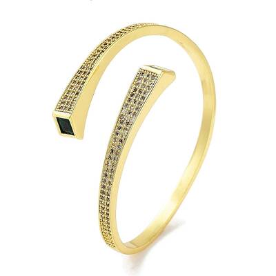 Brass Micro Pave Clear Cubic Zirconia Cuff Bangles