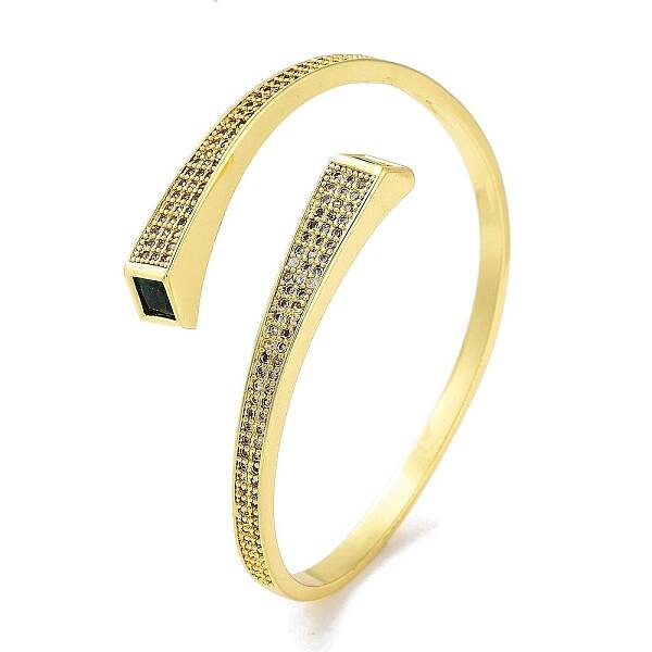 Brass Micro Pave Clear Cubic Zirconia Cuff Bangles