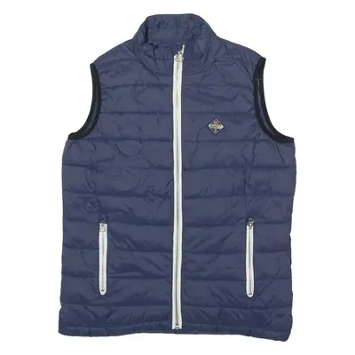 SCHOTT Mens Quilted Gilet Blue Nylon S