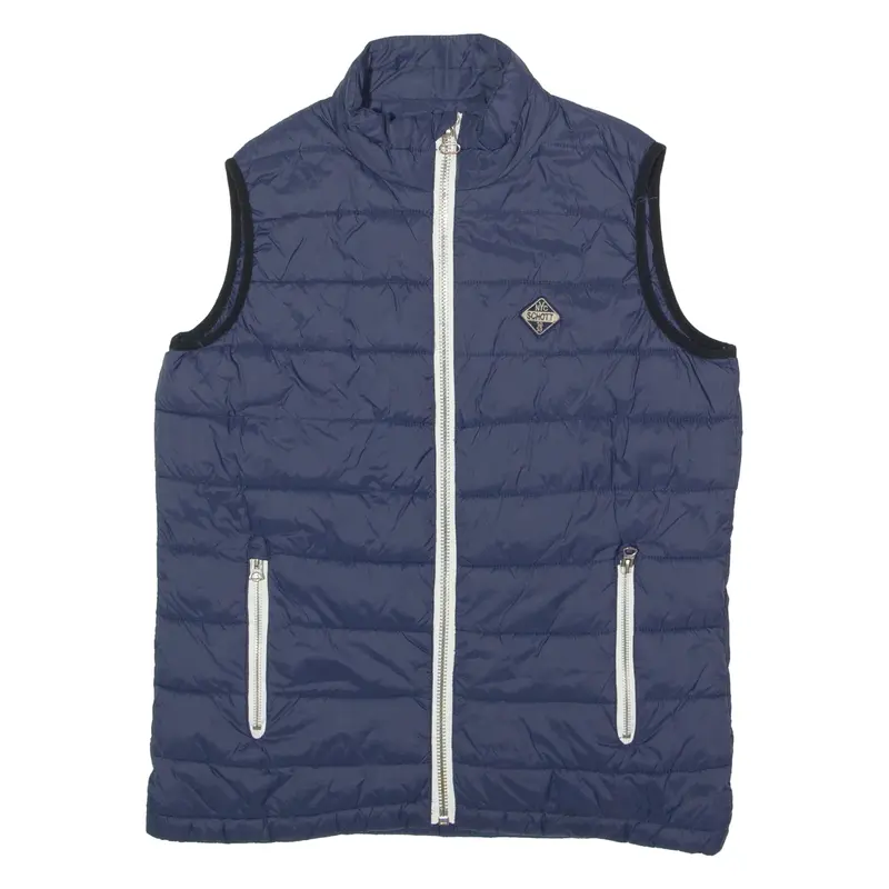 SCHOTT Mens Quilted Gilet Blue Nylon S