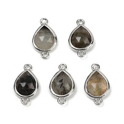 Natural Labradorite Faceted Connector Charms