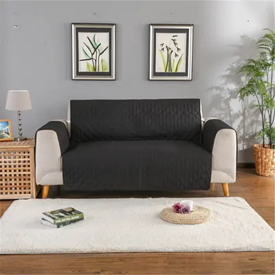 Sofa Reversible Slipcover Furniture Protector | Size: 195x130cm | Color: Black