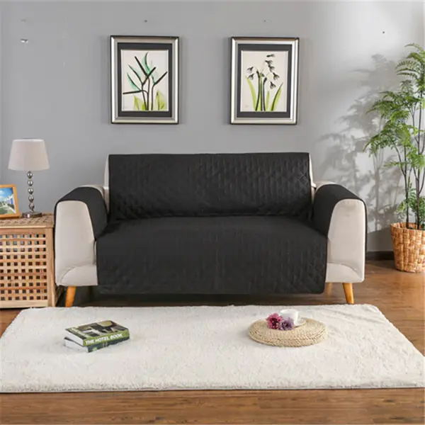 Sofa Reversible Slipcover Furniture Protector | Size: 195x130cm | Color: Black