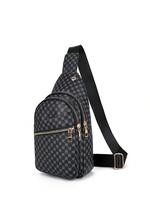 Men's Casual Geometric Pattern Durable Zipper Bum Bag, Simple Matching Pu Fanny Pack, Portable Travel Student Men's Chest Bag...