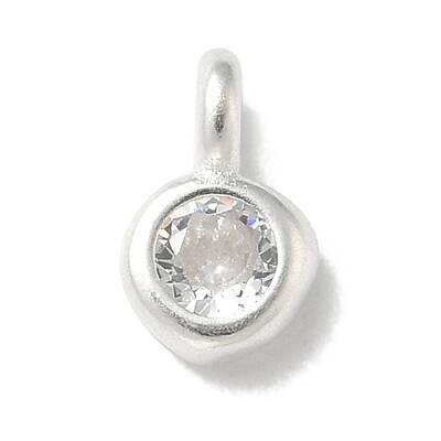 925 Sterling Sliver Cubic Zirconia Flat Round Charms