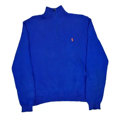 Ralph Lauren 1/4 Zip - Large Blue Cotton