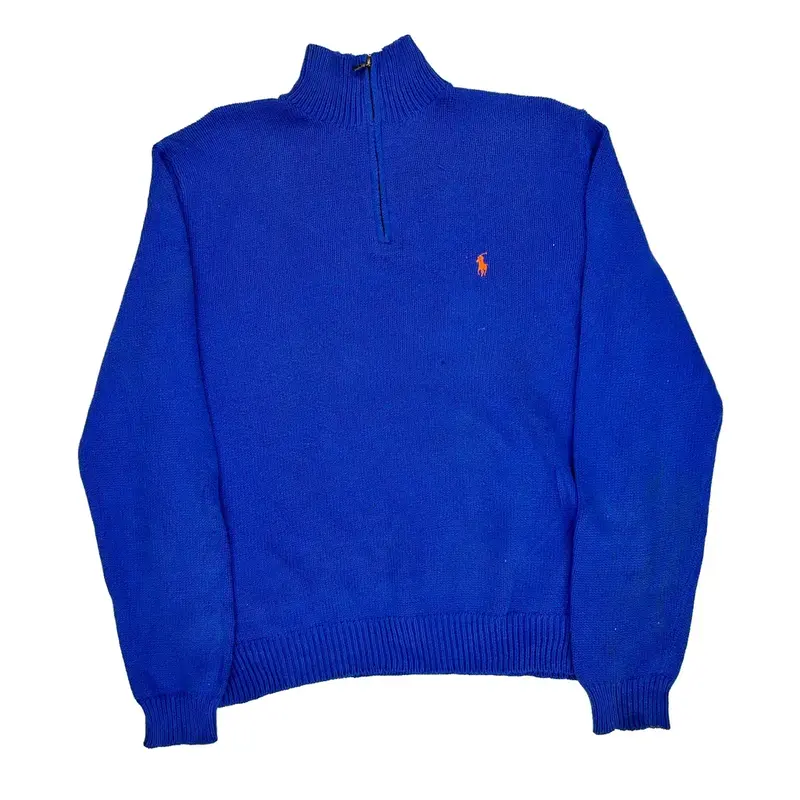 Ralph Lauren 1/4 Zip - Large Blue Cotton