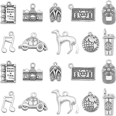 60Pcs 10 Styles Tibetan Style Alloy Pendants