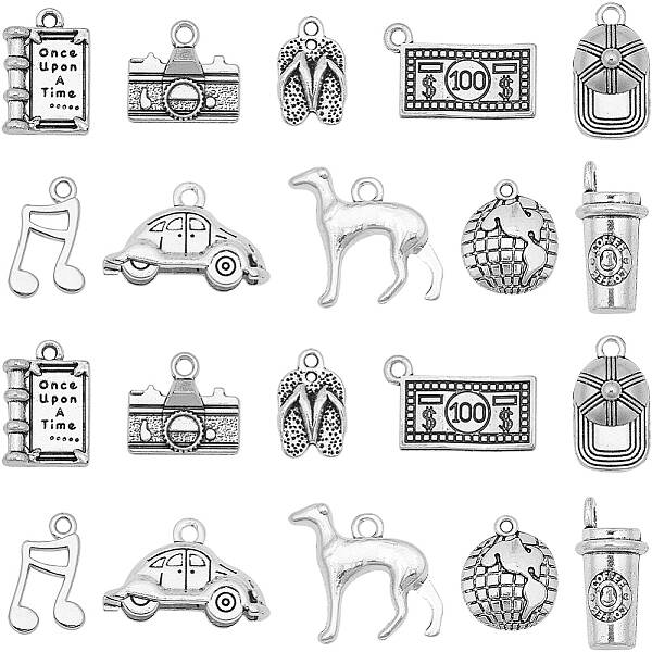 60Pcs 10 Styles Tibetan Style Alloy Pendants
