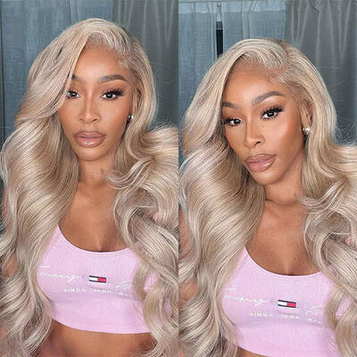 Ash Blonde Hair 3D Body Wave 360 HD Lace Frontal Human Hair Wigs