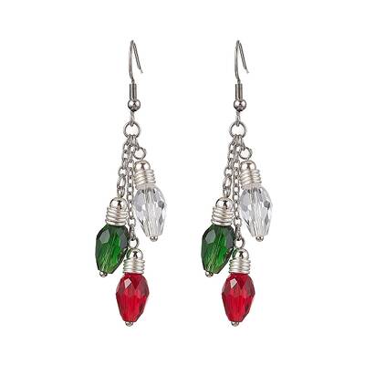 3Pcs Glass Beads Dangle Earrings
