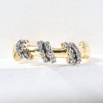 Brass Micro Pave Cubic Zirconia Open Cuff Rings