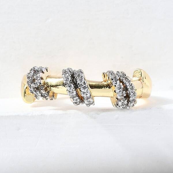 Brass Micro Pave Cubic Zirconia Open Cuff Rings