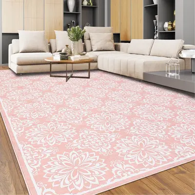 Garvee Modern Floral Area Rugs 6x9 Living Room Rugs Large Machine Washable Rug Non Slip for Bedroom Vintage Print Rug Soft Fa...