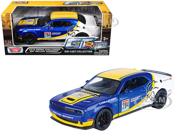 2018 Dodge Challenger SRT Hellcat Widebody 284 Blue Metallic and White with Yellow Graphics \