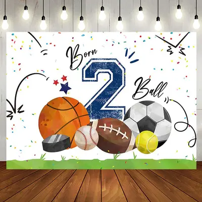 Born 2 Ball Green Lawn Sports Backdrop For Birthday - Aperturee