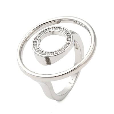 Ring Brass Micro Pave Clear Cubic Zirconia Open Cuff Rings for Women