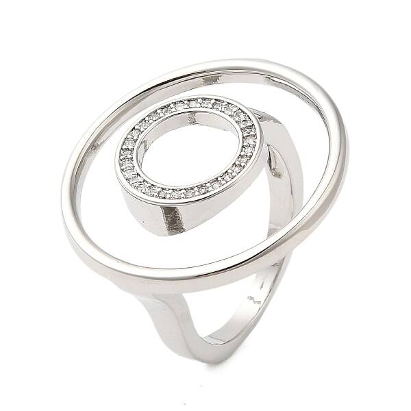 Ring Brass Micro Pave Clear Cubic Zirconia Open Cuff Rings for Women