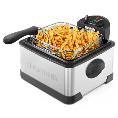 Chefman 4.5L Deep Fryer, XL Capacity, Adjustable Temperature & Timer - Stainless Steel