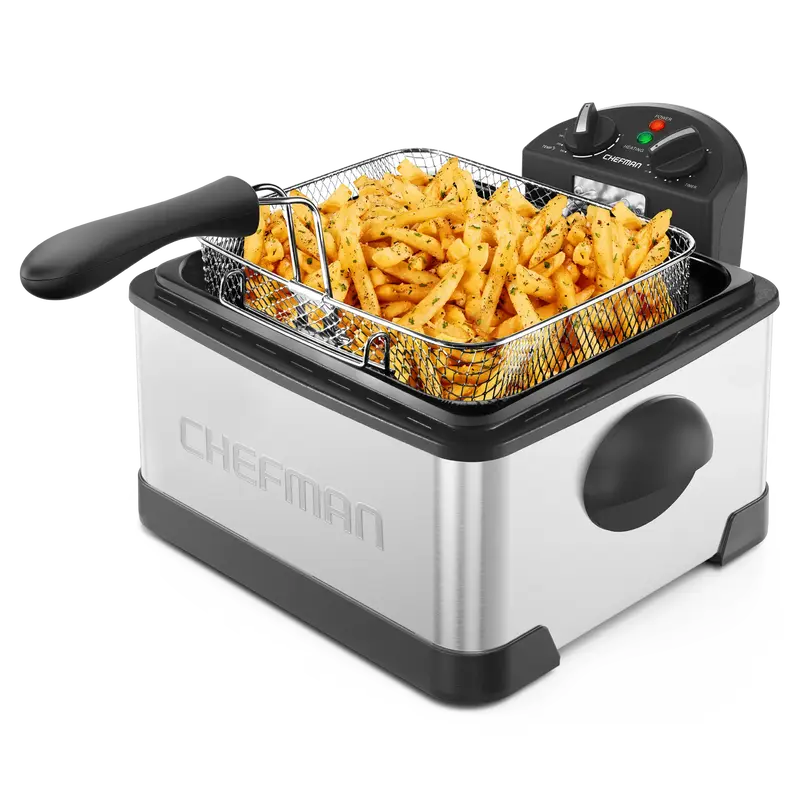Chefman 4.5L Deep Fryer, XL Capacity, Adjustable Temperature & Timer - Stainless Steel