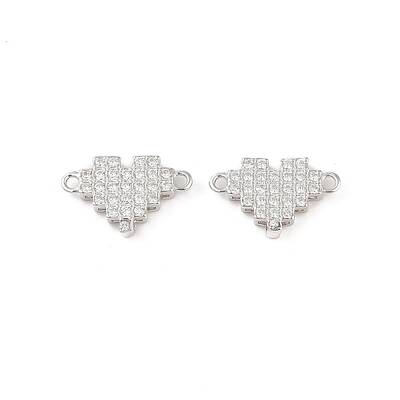Rhodium Plated 925 Sterling Silver Pave Clear Cubic Zirconia Links