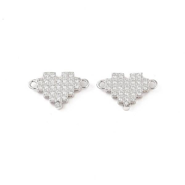 Rhodium Plated 925 Sterling Silver Pave Clear Cubic Zirconia Links