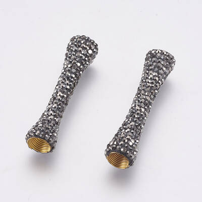 Polymer Clay Rhinestone Tube Beads