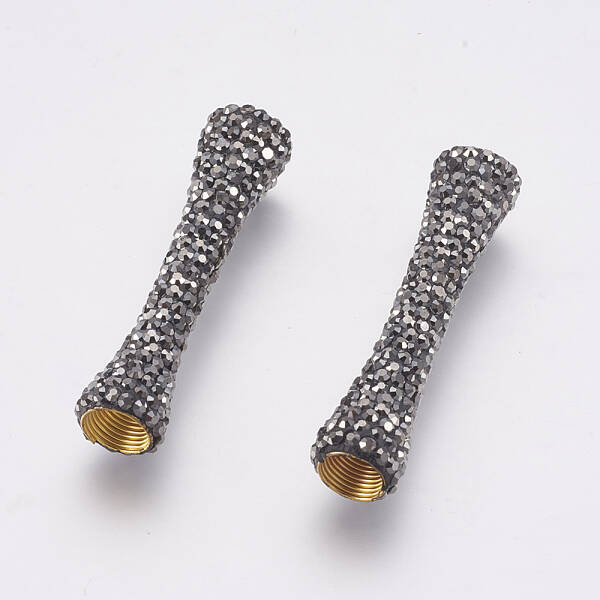 Polymer Clay Rhinestone Tube Beads