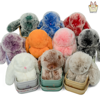 BunnyLulu Handmade Fluffy Bunny PomPom Keychain with Designed Tin Box, Cute Graduation Gift, Summer Travel Accessory, Birthda...