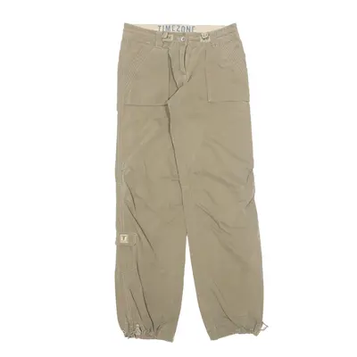 TIMEZONE Cargo Trousers Beige Relaxed Straight Womens W29 L33