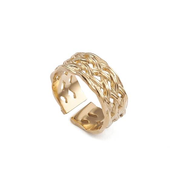 Ion Plating(IP) 304 Stainless Steel Hollow Net Open Cuff Rings for Women