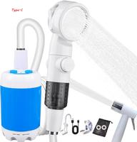 Portable camping shower, outdoor camping shower pump, upgraded rechargeable electric shower pump, suitable for camping, hikin...