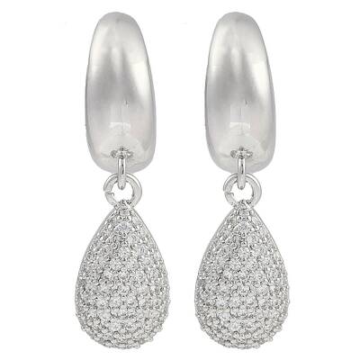 Teardrop Clear Cubic Zirconia Dangle Earrings