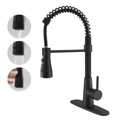 BESy Kitchen Faucet with Pull Down Sprayer, High-Arc Single Handle Single Lever Spring Rv Kitchen Sink Faucet with Pull Out S...
