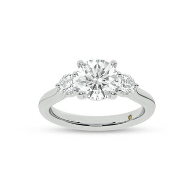 Aevum Classic Three Stone Round Lab Grown Diamond Engagement Ring | 10K White Gold 4 CT. TW.