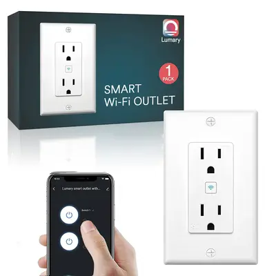 Lumary Smart Wi-Fi Wall Plug Wi-Fi Smart Home Outlet Socket, 1PC