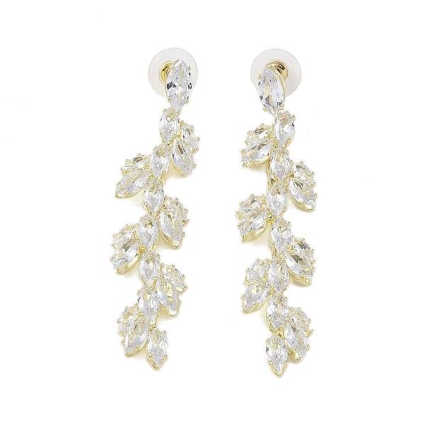 Brass Micro Pave Cubic Zirconia Stud Earrings