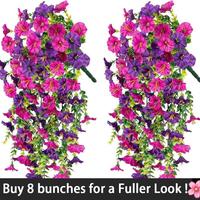 Artificial Morning Glory Vine, 2/4 Bunches Fake Flower Vine, faux flower, Decorative Flowers for Home Party Wedding Outdoor Y...