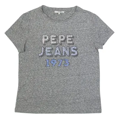 PEPE JEANS Rhinestones Womens T-Shirt Grey XS