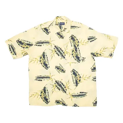 PURITAN Mens Hawaiian Shirt Yellow Silk Crazy Pattern M