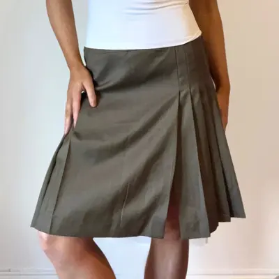 Charmant Midi Pleated Skirt - 26W UK 6 Grey Wool