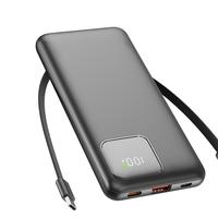 10000mAh Slim Power Bank with Built-in Cables - 22.5W Fast Charging for iPhone, Samsung, Pixel