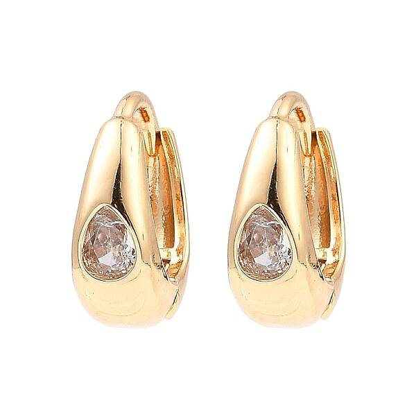 Brass Micro Pave Cubic Zirconia Hoop Earring